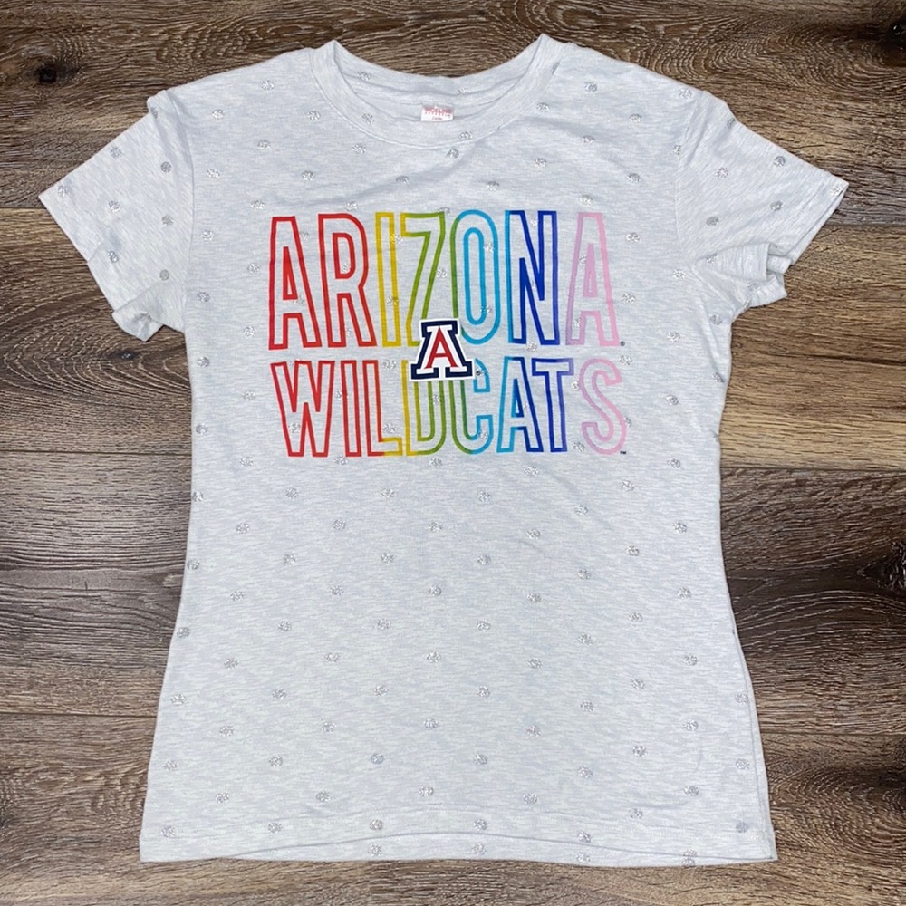 Arizona Wildcats Sideline Apparel Ladies Rainbow w Silver Metallic Spots T-Shirt